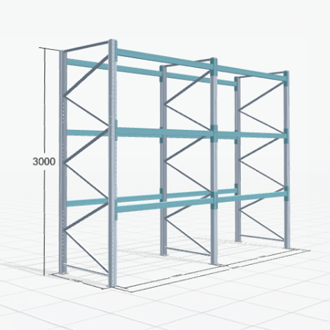 Palletstelling Basic PRB 1100, H: 3.000 mm, B: 3.860 mm, Gewicht van de pallet: 1000, Palletplaatsen: 16