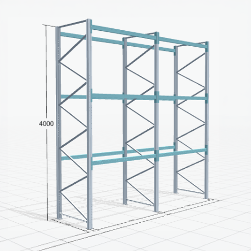 Palletstelling Basic PRB 1100, H: 4.000 mm, B: 3.860 mm, Gewicht van de pallet: 1000, Palletplaatsen: 16