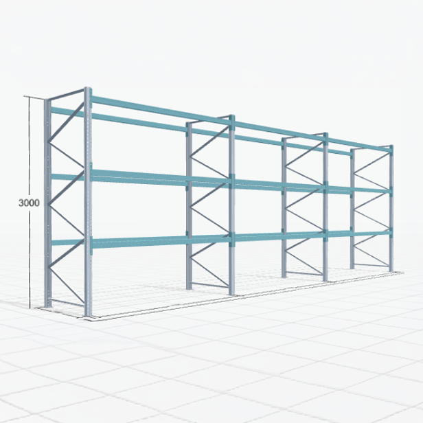 Palletstelling Basic PRB 1100, H: 3.000 mm, B: 8.450 mm, Gewicht van de pallet: 500, Palletplaatsen: 36